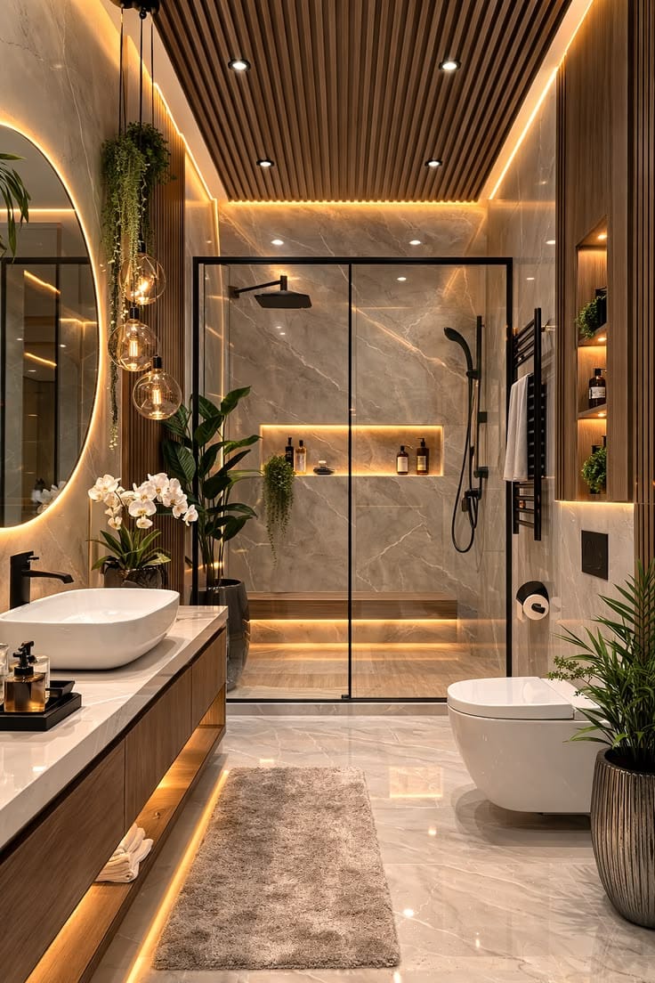 Modern Banyo Dolabı ve Akrilik Lavabo Tasarımları